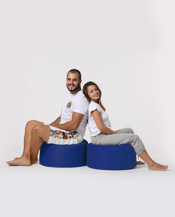 Atelier Del Sofa Round Pouf - Blue
